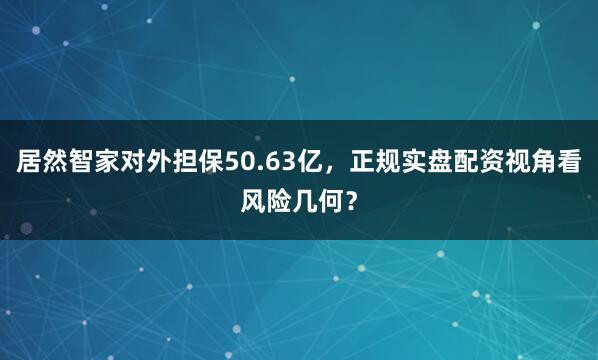 居然智家对外担保50.63亿，正规实盘配资视角看风险几何？