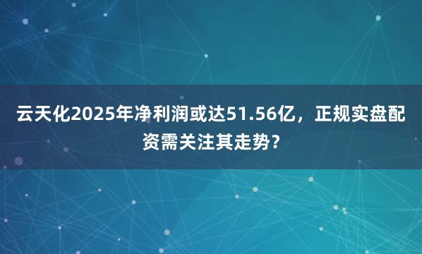 云天化2025年净利润或达51.56亿,正规实盘配资需关注其走势?