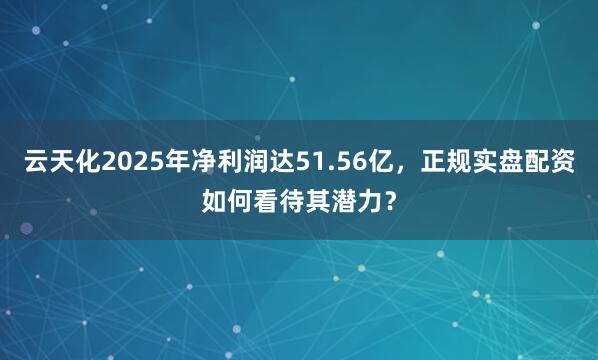 云天化2025年净利润达51.56亿，正规实盘配资如何看待其潜力？