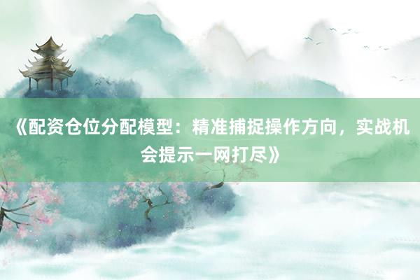 《配资仓位分配模型：精准捕捉操作方向，实战机会提示一网打尽》