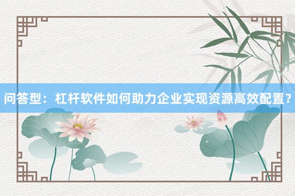 问答型：杠杆软件如何助力企业实现资源高效配置？