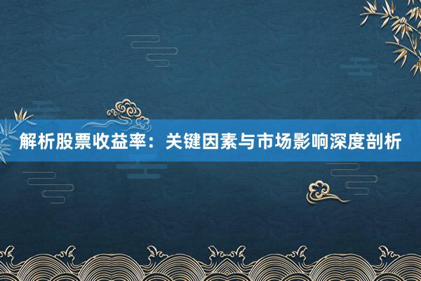 解析股票收益率：关键因素与市场影响深度剖析
