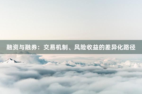 融资与融券：交易机制、风险收益的差异化路径