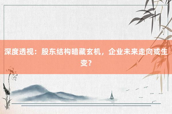 深度透视：股东结构暗藏玄机，企业未来走向或生变？
