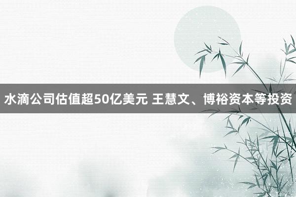水滴公司估值超50亿美元 王慧文、博裕资本等投资