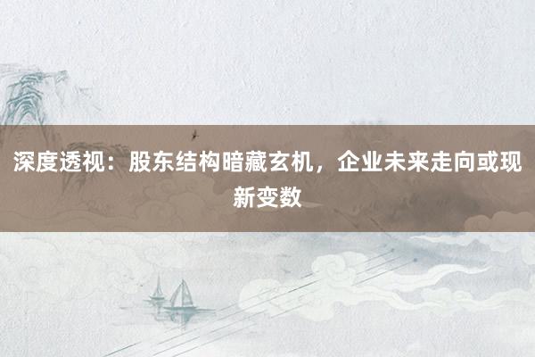 深度透视：股东结构暗藏玄机，企业未来走向或现新变数