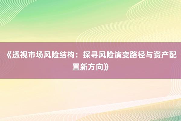 《透视市场风险结构：探寻风险演变路径与资产配置新方向》