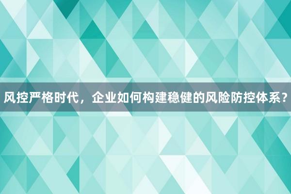 风控严格时代，企业如何构建稳健的风险防控体系？