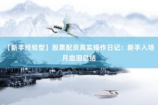 【新手经验型】股票配资真实操作日记：新手入场月血泪总结
