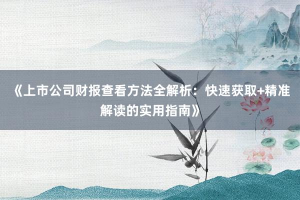 《上市公司财报查看方法全解析：快速获取+精准解读的实用指南》