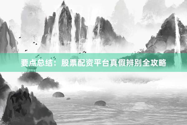 要点总结：股票配资平台真假辨别全攻略